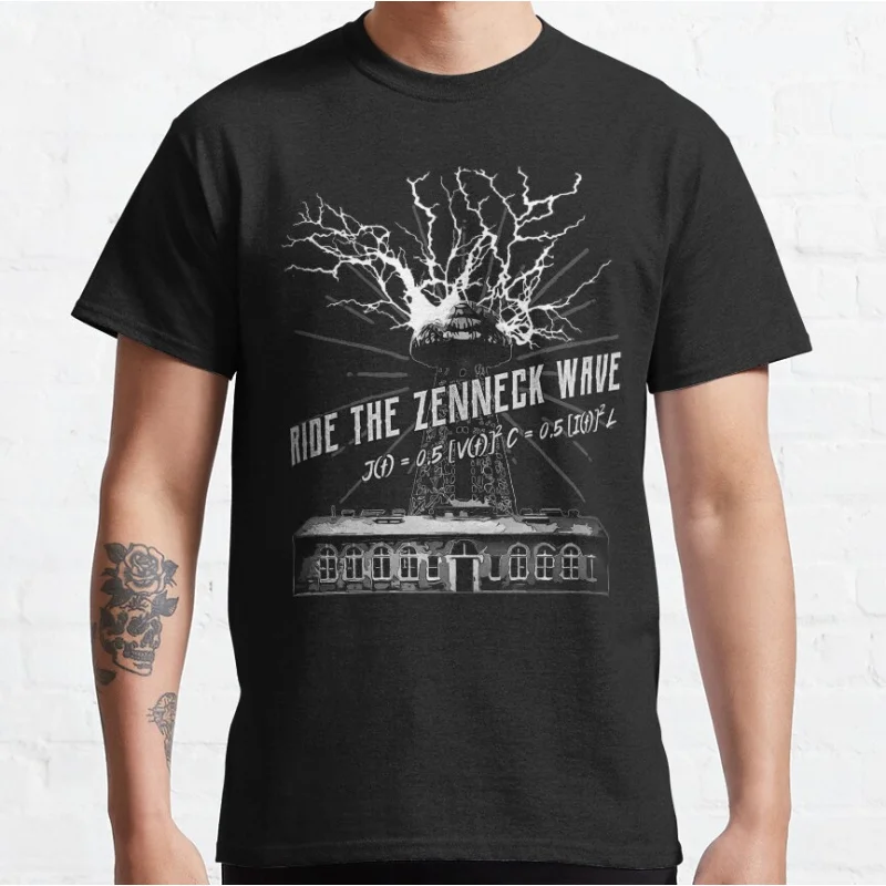 Ride the Zenneck Wave  wardenclyffe tower Engineer physics Graphic T Shirts for men large size mens clothing Adult S-6XL tops