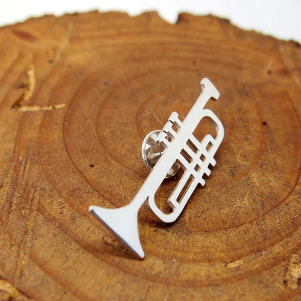 Horn Brooch, Trumpet Instrument Brooch, Personalized And Fashionable Stainless Steel Metal Brooch, A Gift For Music Enthusiasts