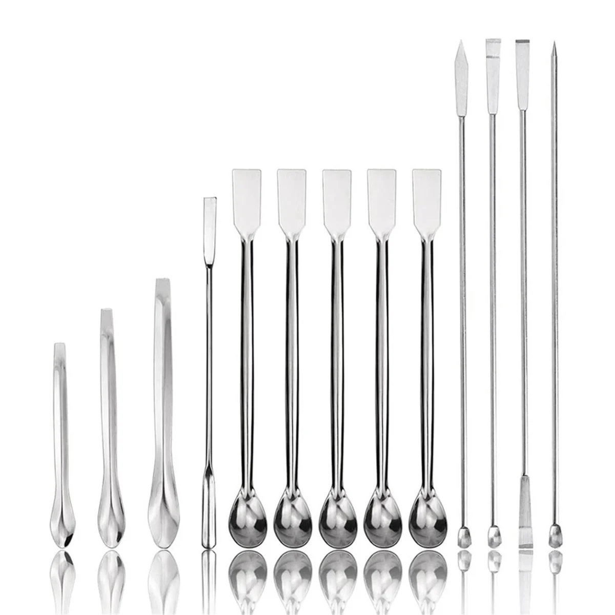 

ABXD 13Pcs Stainless Steel Lab Spatula Micro-Type Scoop Reagent Laboratory Mixing Spatula Long Sampling Spoon