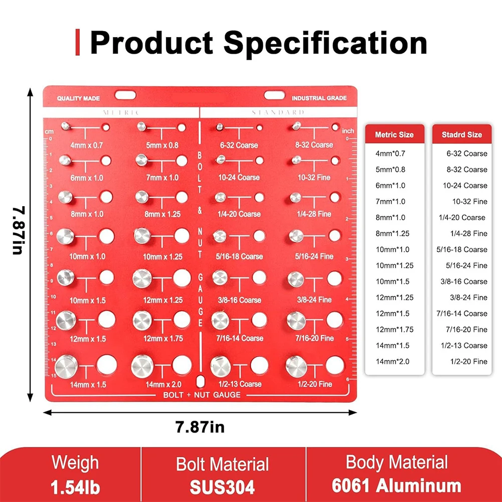 28 Sizes Thread Nut and Bolt Gauge for Accurate Measurement of Screws Nuts and Bolts in Metric and Imperial Standards