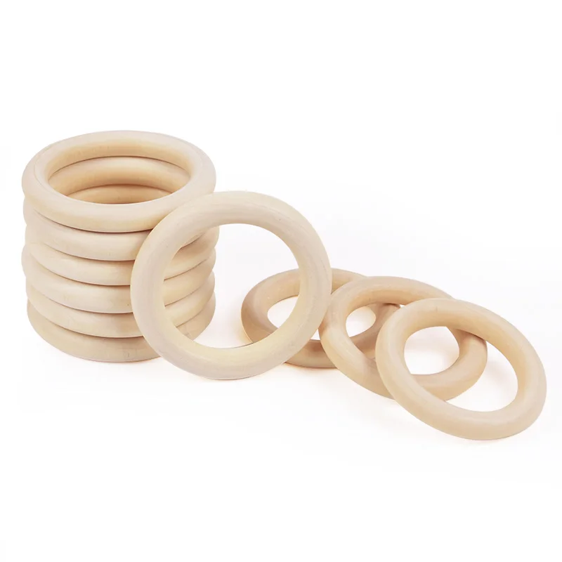 2-8cm Unfinished Solid Wooden Rings Natural Wood Circle For Macrame DIY Crafts Hoops Ornaments Connectors Jewelry Making Supply