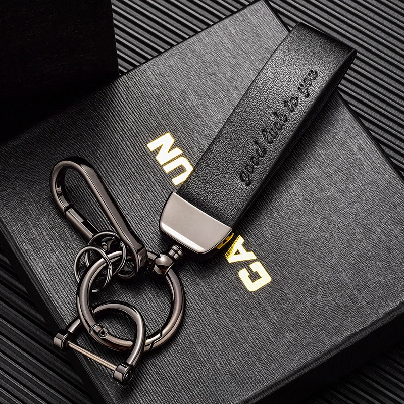 Customized LOGO Discolored Leather Keychain Laser Engrave Vintage Car Logo Key Chains Pendant Personalize High-end Keyring Gift