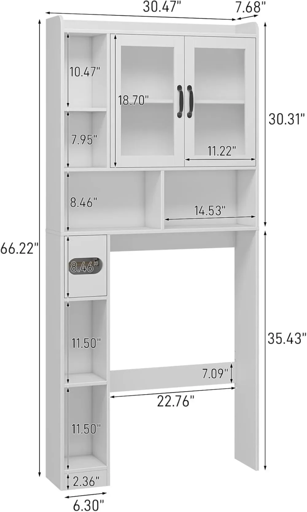 

Шкаф для хранения над унитазом в стиле фермерского дома с акриловыми дверцами, компактный органайзер для ванной комнаты для полотенец и предметов первой необходимости, белый