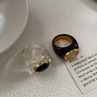 NISHIZAWA French Romantic Style Niche Design Ins Ring Retro Simple Resin Brown Ring