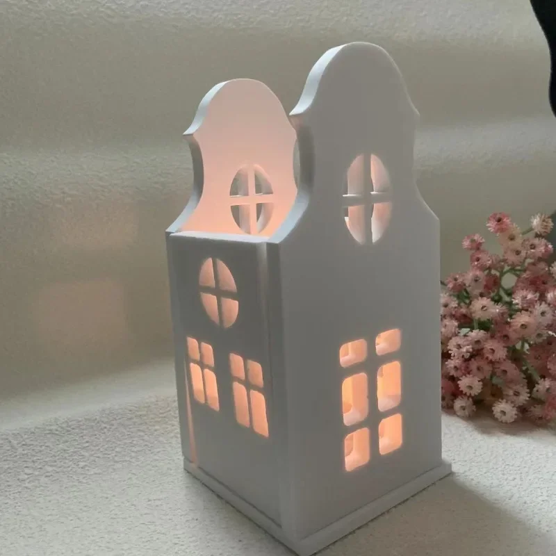 

Multilayer House Candle Holder Silicone Mold DIY Cement Gypsum Clay Pouring Window House Resin Ornaments Mold Home Decoration