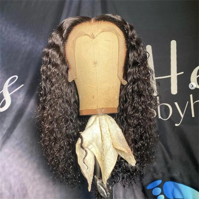 180 Dichte weich 26 "lange schwarze verworrene lockige Spitze Front Perücke für schwarze Frauen Babyhair vor gezupft hitze beständig leimlos