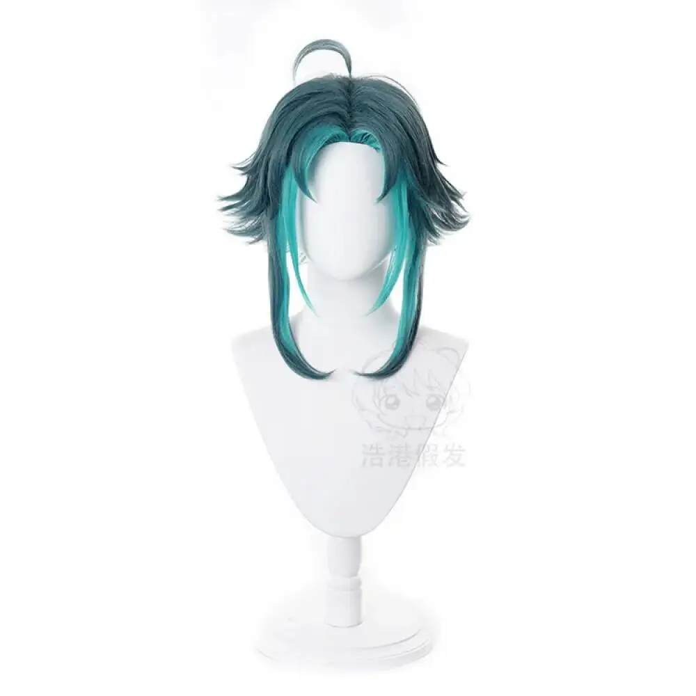 

Cosplay Wig Man Woman Highlighted Blue Hair Game Character Dress Up Wigs Halloween Costume Accessories Set Wig Short Party