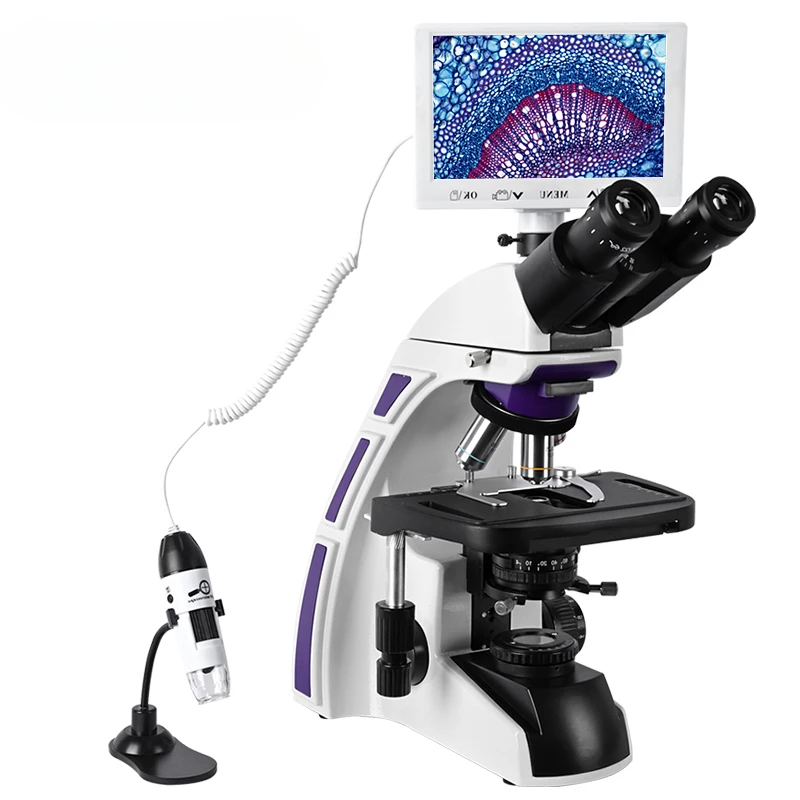 Professional Trinocular Compound Microscope Laboratory Biology Zoom HD 7