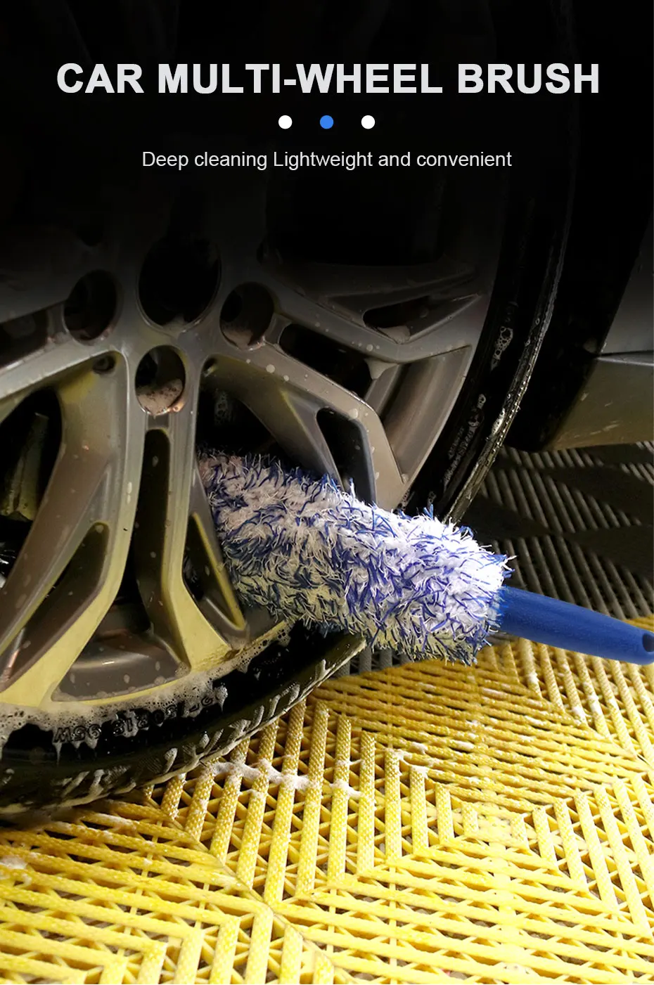 Auto-Felgenreinigungsbürste, tragbare Plüsch-Felgenbürste, Waschwerkzeug, Auto-Detailing-Pflege, Staubentfernungsbürste – Detail 1