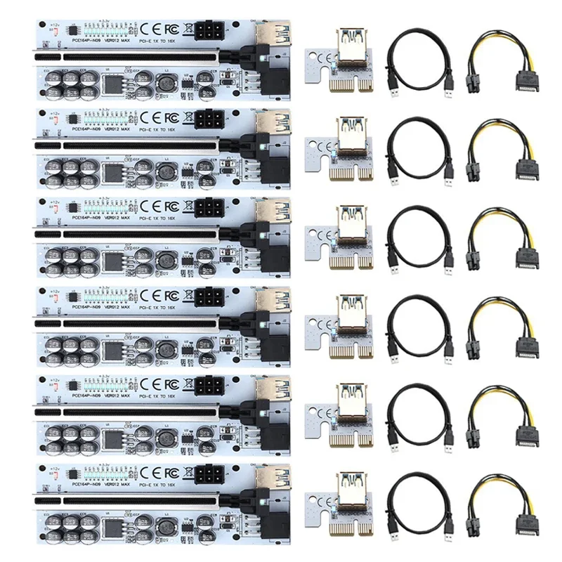 PCIE 라이저 PCI 익스프레스 X16 USB 3.0 익스프레스 케이블, VER012MAX GPU 라이저, 비디오 카드 라이저, PCI-E, BTC 마이닝, 6 개