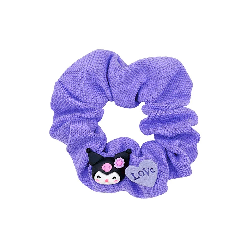 Sanrio Girls Hair Bands Cute Cartoon Kuromi Hair Rope Kawaii Elastic Headband Hair Accessories Ponytail Holder Holiday Gift