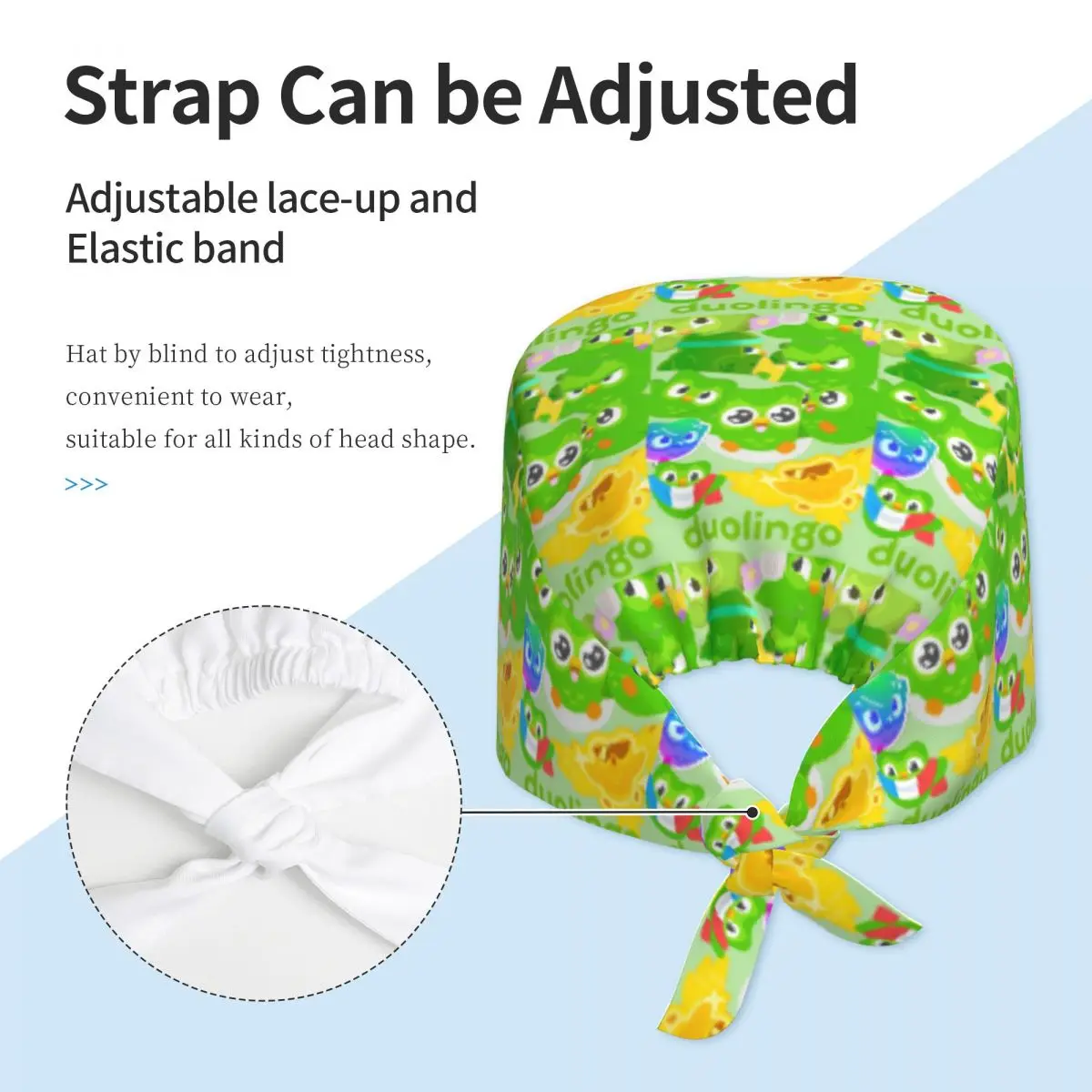 Duolingo Owl Duo Scrub Hat Doctor Working Surgical Cap Men Women Adjustable Nursing Caps for Dentist