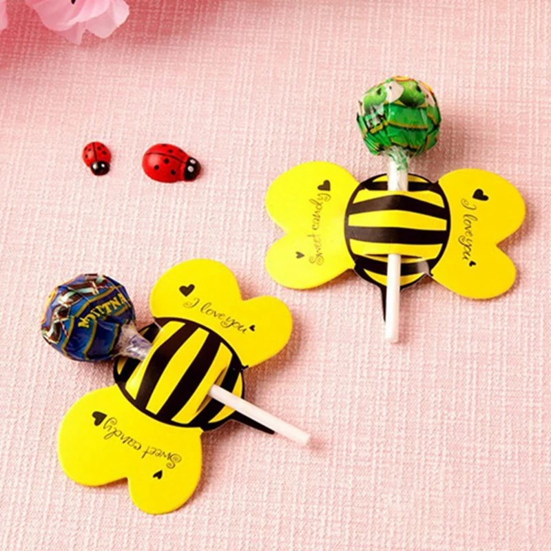 20/50PCS Ladybug Butterfly Bee Lollipop Package Card Insect Candy Packaging for Birthday Party Decoration Children\'s Day Gifts