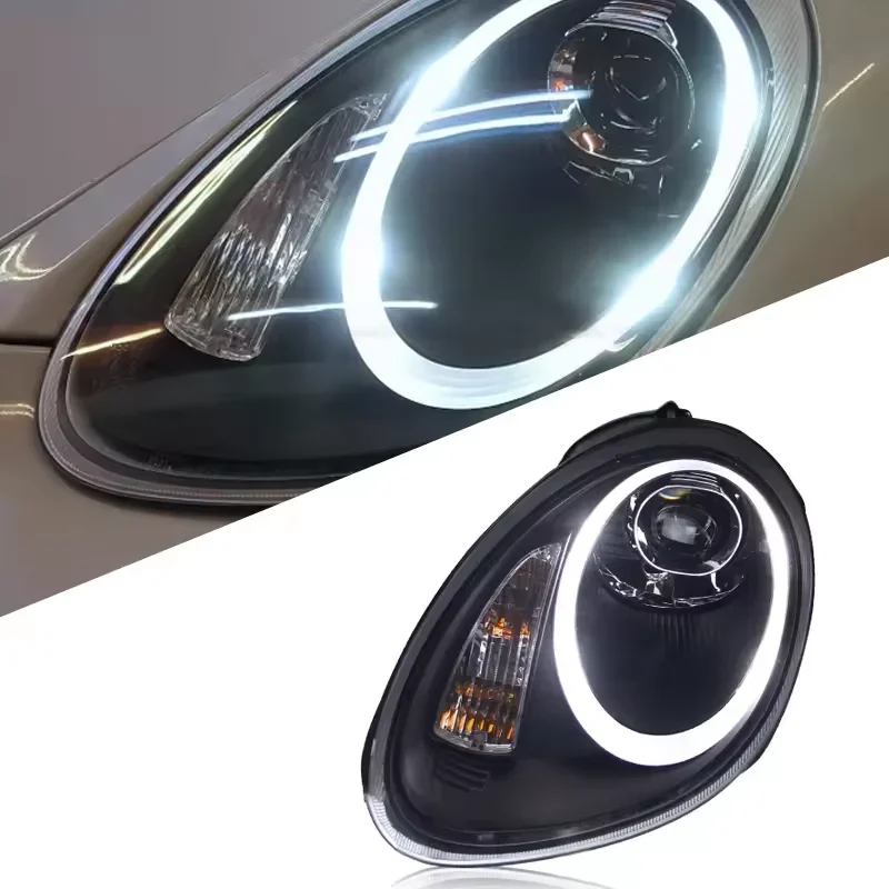 AIROW 2004-2008 Boxster 987  LED Head Lamp 2004-2008 Year Black Housing SN for Porsche