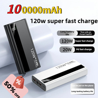 100000mAh Ultra-thin 120W Super Fast Charging Power Bank with Digital Display Mobile Power Supply Suitable for IPhone Xiaomi