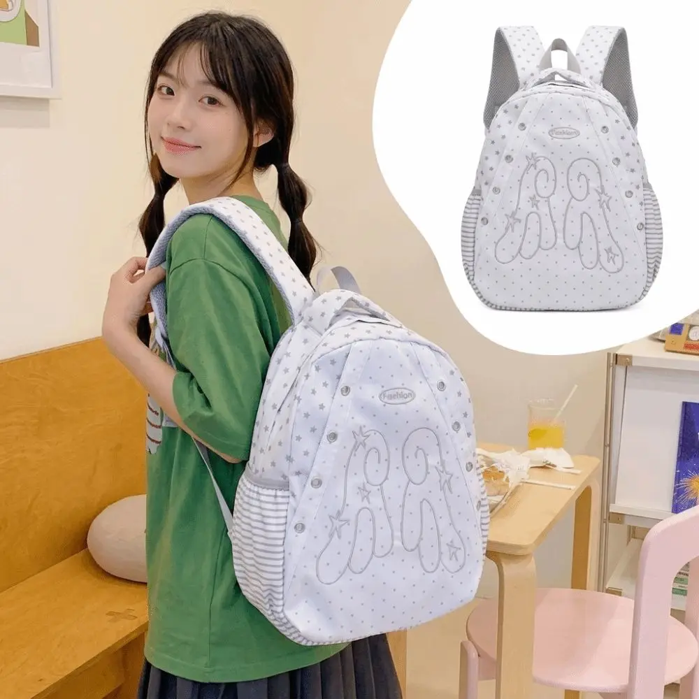 New Nylon Girls Backpack Cute Unique Embroidery School Rucksack Trendy Korean Style Student Bag Female Student