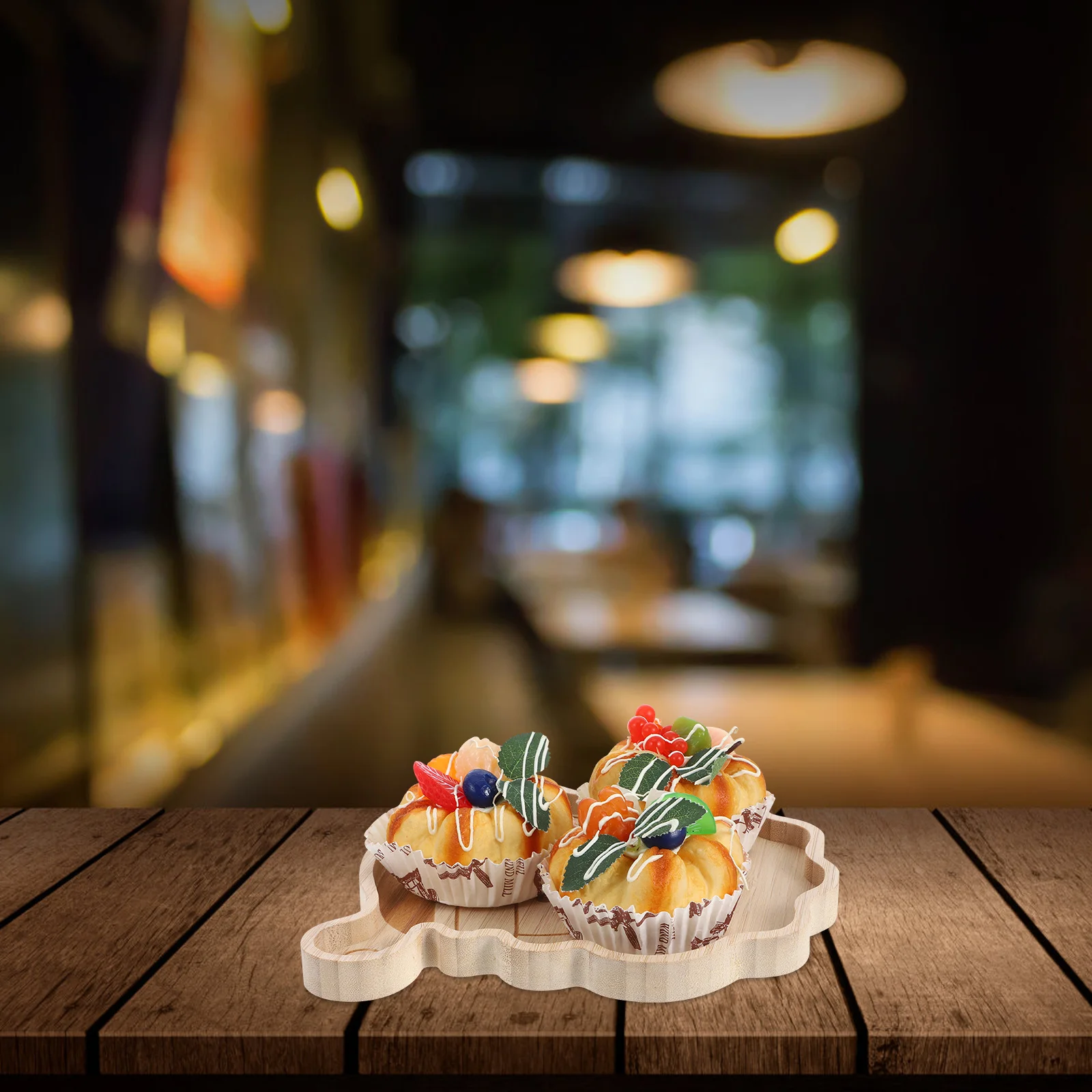 

Christmas Wood Serving Tray Santa Clause Design Handcrafted Xmas Snack Plate Wooden Tray for Food Entertaining