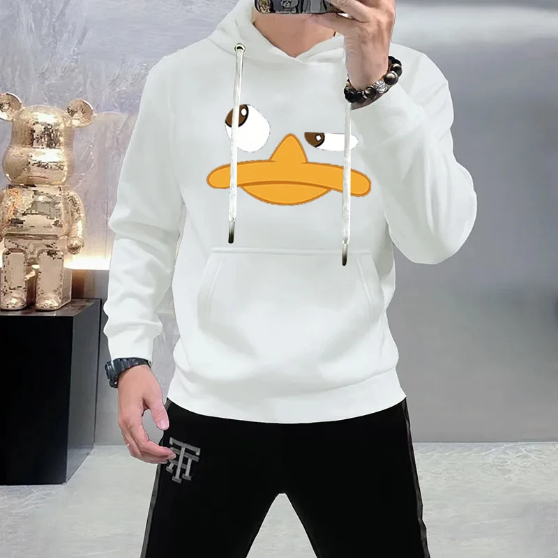 Funny Cartoon Duck Print Men Harajuku Sudadera Con Capucha Hombre Design Sudadera Con Capucha Fashion Black White Mens Hoodies