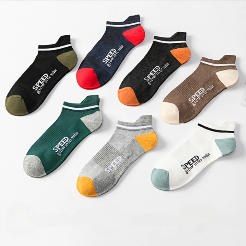 Conjunto de 5 pares de calcetines cortos para hombre, medias deportivas de tubo bajo, informales, finos, transpirables, de poliéster, para primavera