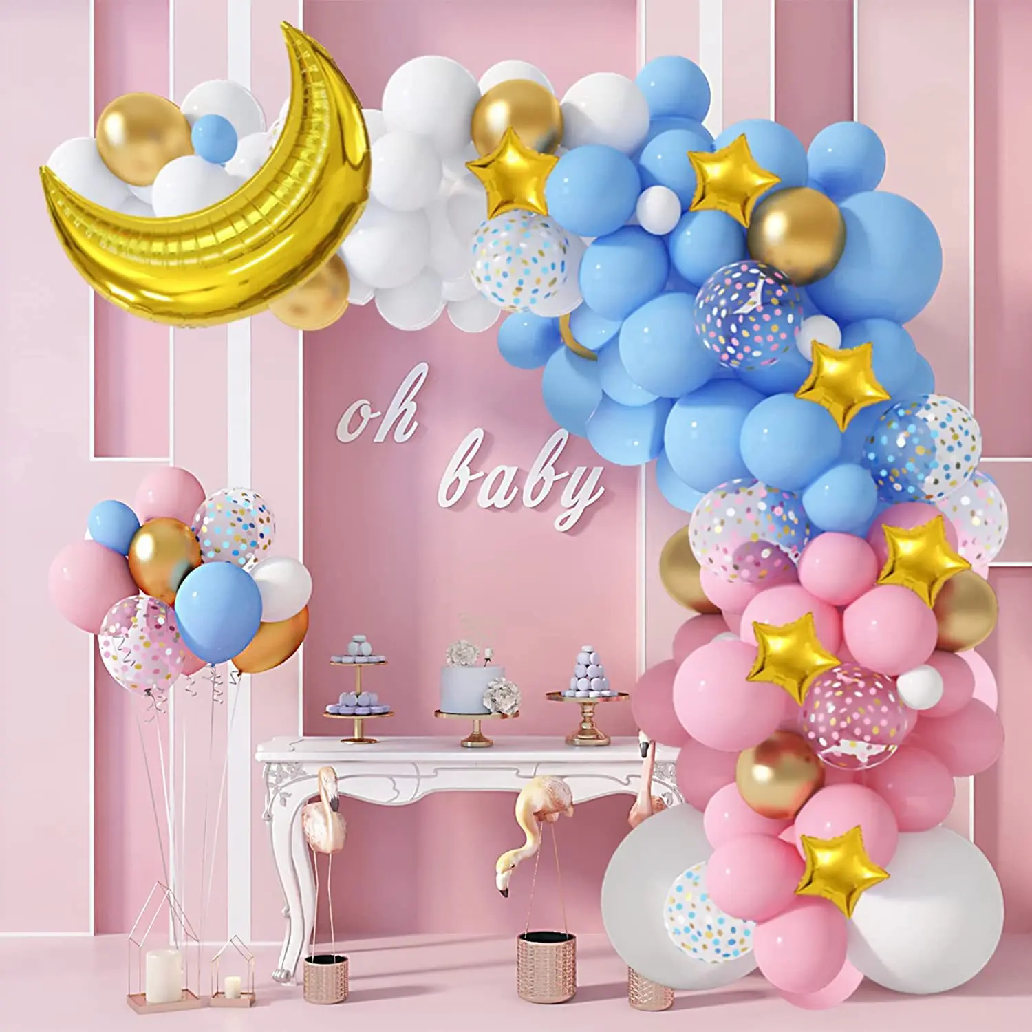 

151pcs Balloon Chain Set Pink Blue Moon Star Balloons Garland Arch Kit Baby Shower Birthday Party Wedding Anniversary Ballons