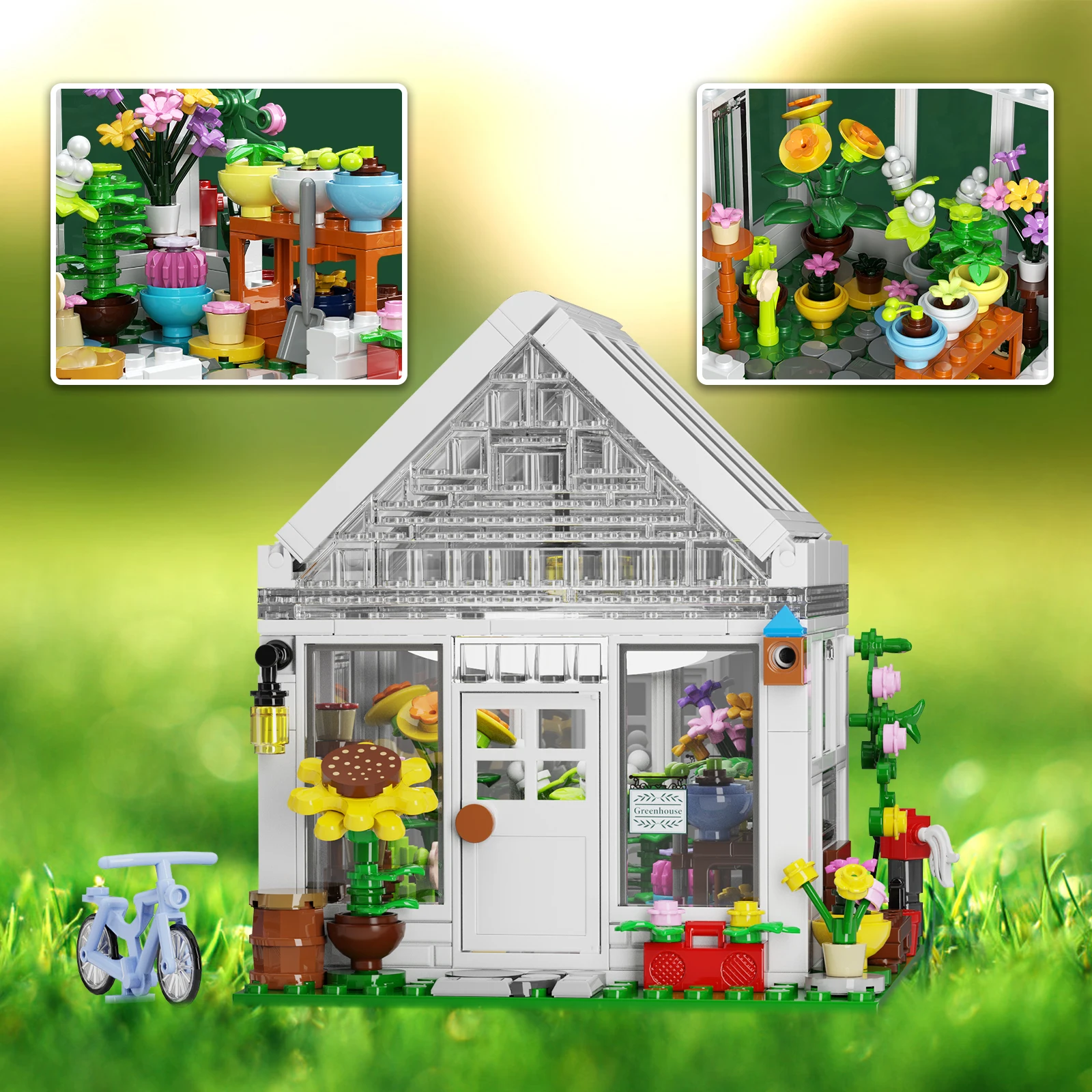 Creative Garden Flower House Building Block Model Kit MOC Sunflower City Architecture Bricks Toy Kid Birthdays Gift Home Decor