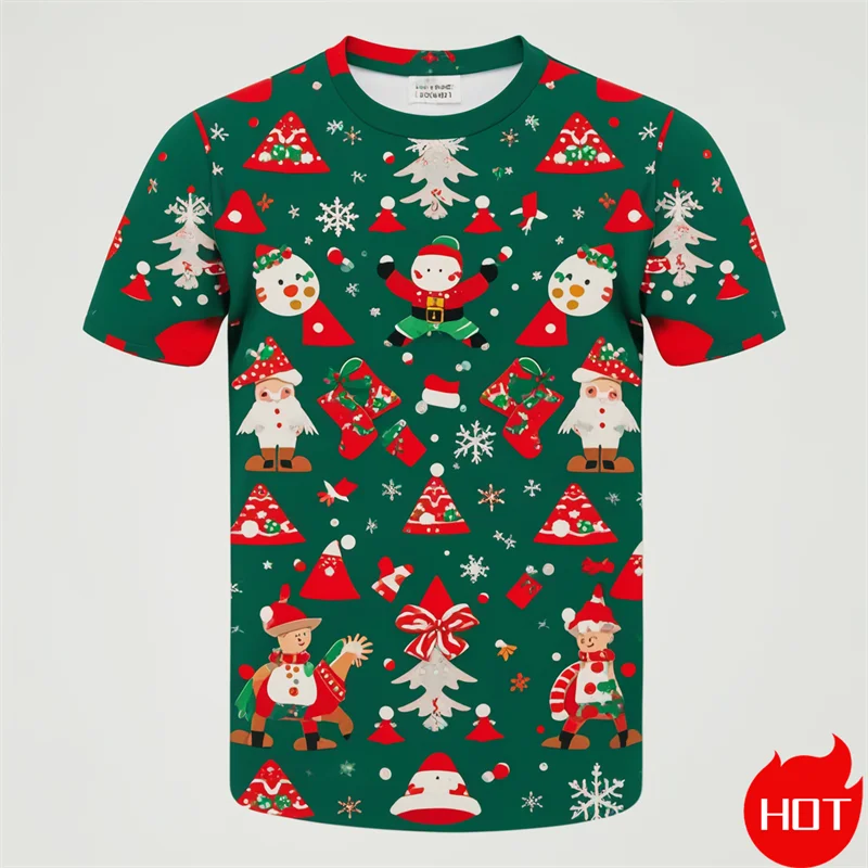Новая модная 3D футболка с рождественским принтом для мужчин, женские смешные рождественские Графические футболки Y2k, Мужская одежда, футболки