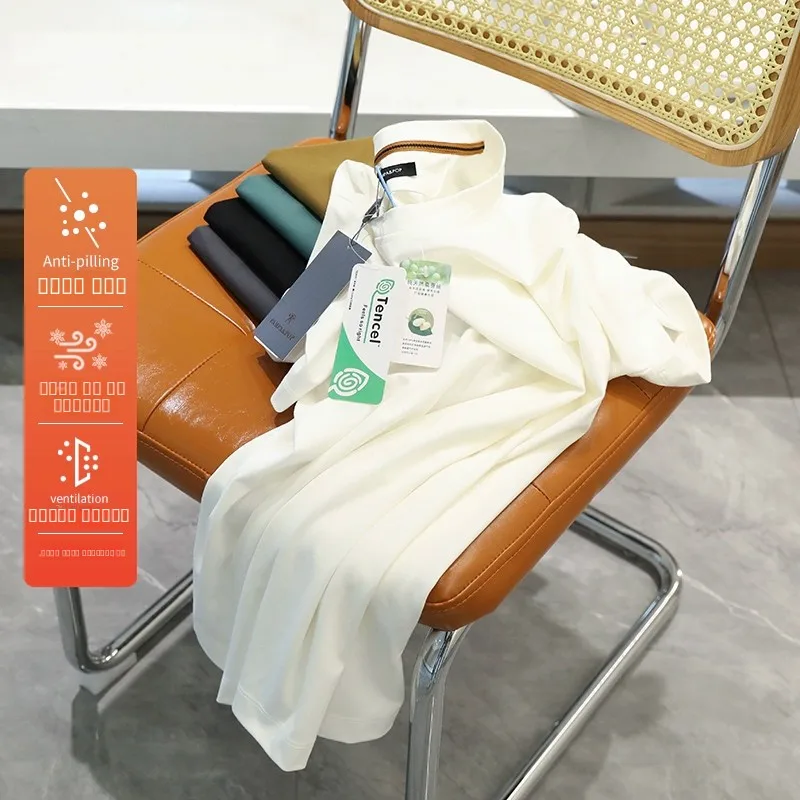 

Italian Luxury 20 Silk Tead Men's Faionable Simple Pure Color ort Sve T-irt High Quali round Ne Loose Fit Summer