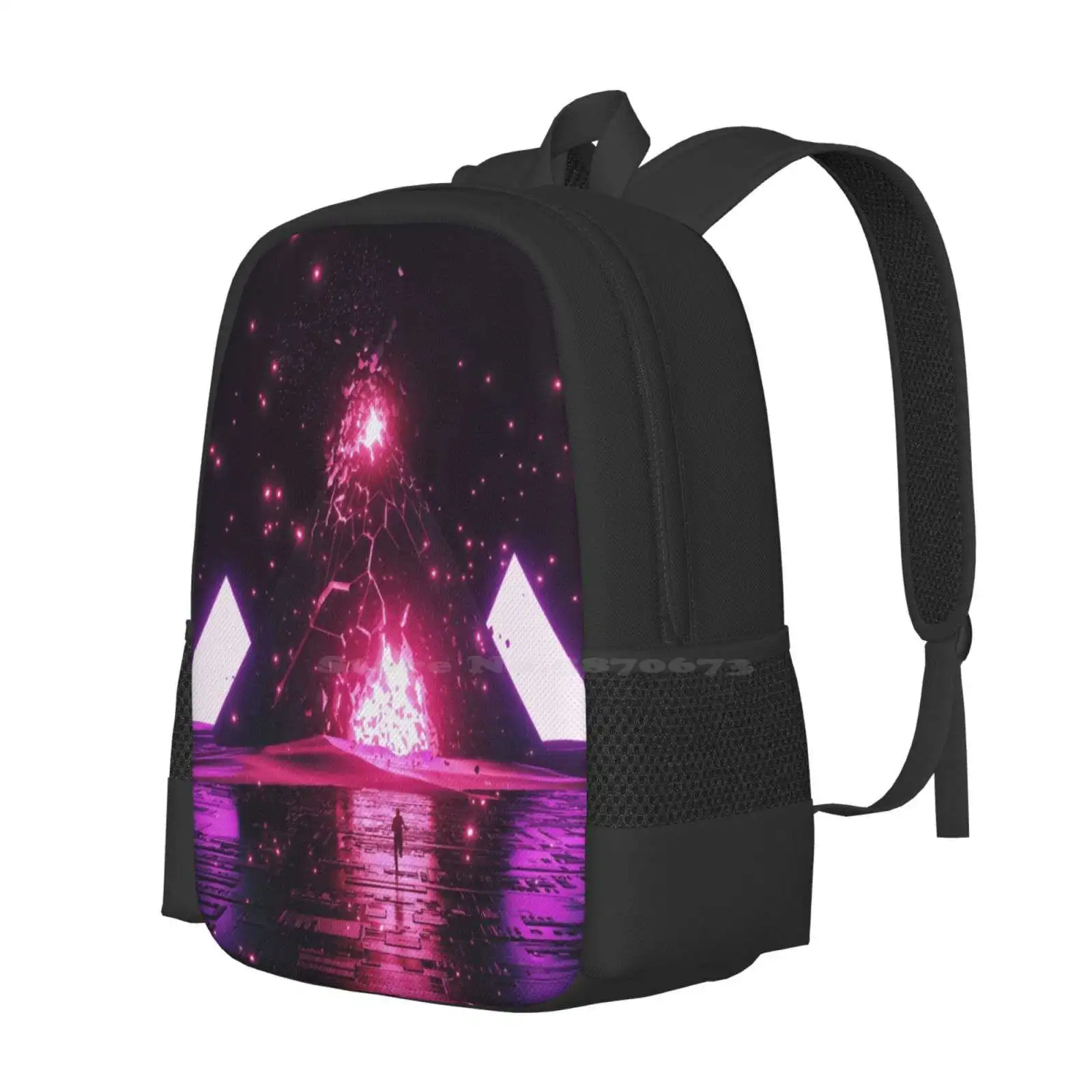 Scatterbrain Hot Sale Schoolbag Backpack Fashion Bags Scifi Sci Fi Fantasy Retro Videogame Cool 80S Neon Purple Pink Sand Dunes