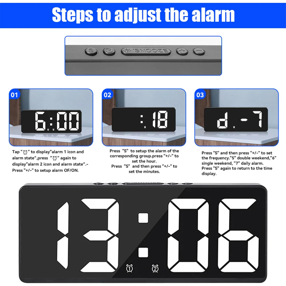 Adjustable Brightness Digital Alarm Clock 5