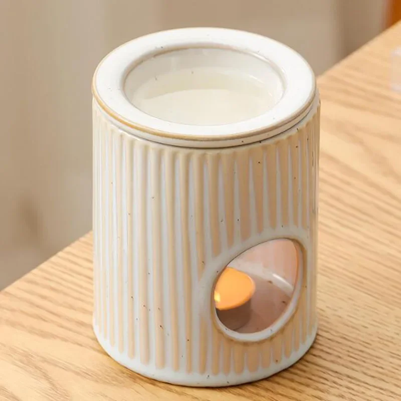 New White Porcelain Essential Oil Furnance Aroma Burner Candle Holder Fragrance Item for Indoor Home Decor