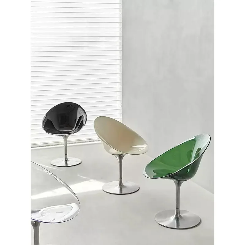 Everbright Store Casual Creative Swivel Chair Transparent Acrylic Chair Nordic Coffee Shop Dining Chair