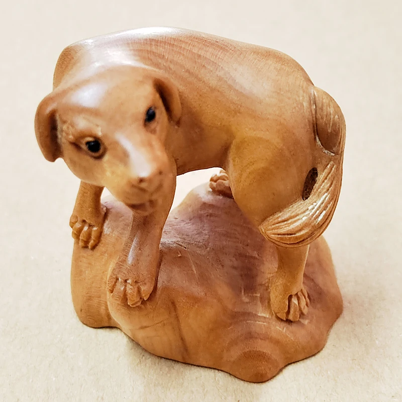 

Y8857 - 2" Hand Carved Boxwood Netsuke : Lovely Dog