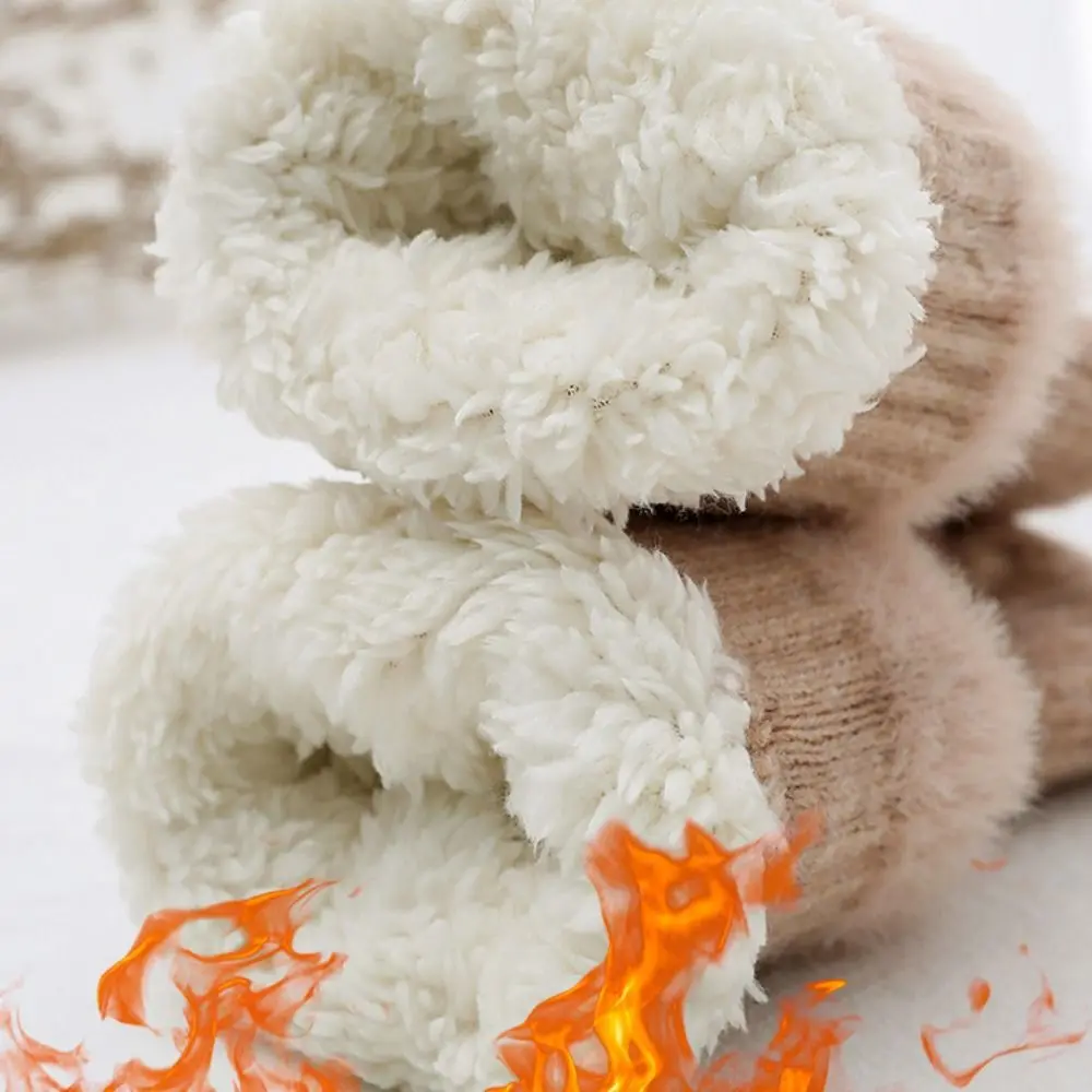 قفازات زهور ملتوية محبوكة لطيفة ، دافئة ، مقاومة للرياح ، سميكة ، إصبع كامل ، منفوشة ، محبوكة ، مقاومة للبرد