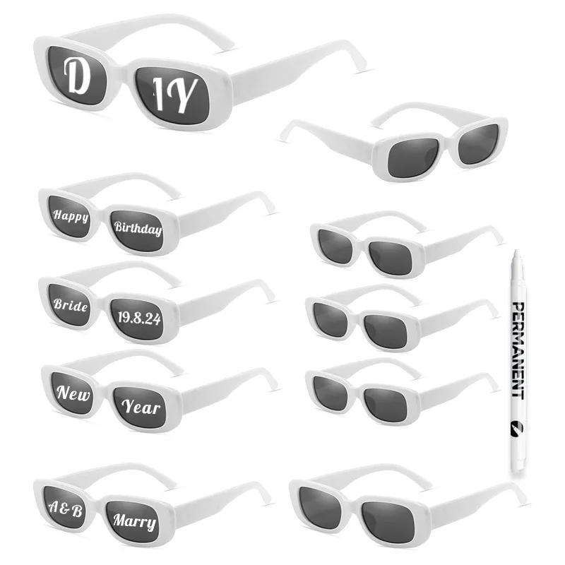 KAMMPT 10-Paar-Stift-Set, DIY-Buchstaben, modische Farbtöne, Damen, stilvoll, rechteckig, rosa Sonnenbrille, Rave-Party-Requisiten, Dekor, Sonnenbrille – Detail 6