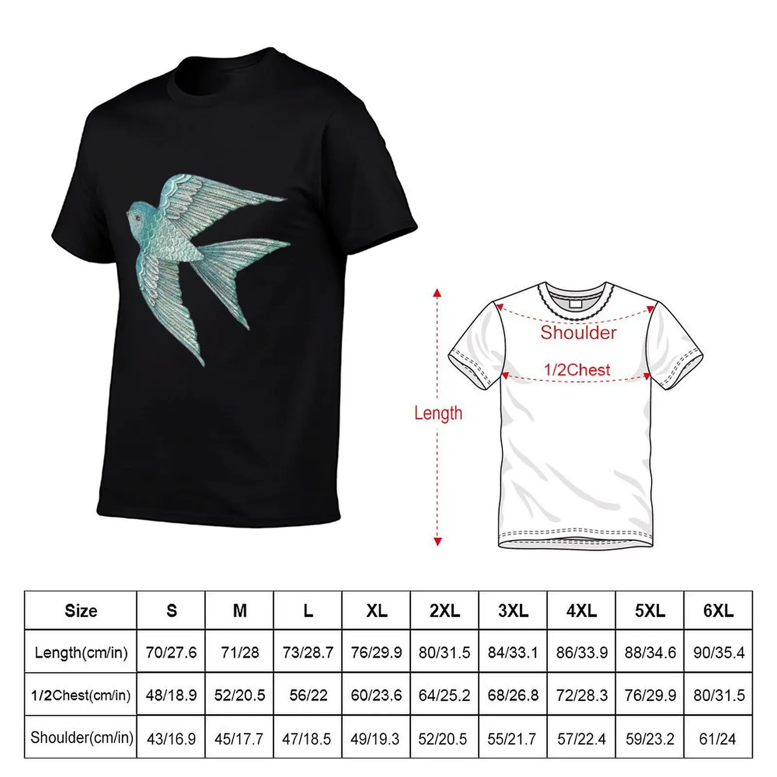 Bird of Hope {on Black} T-Shirt anime tshirt anime Aesthetic clothing blue archive mens tall t shirts