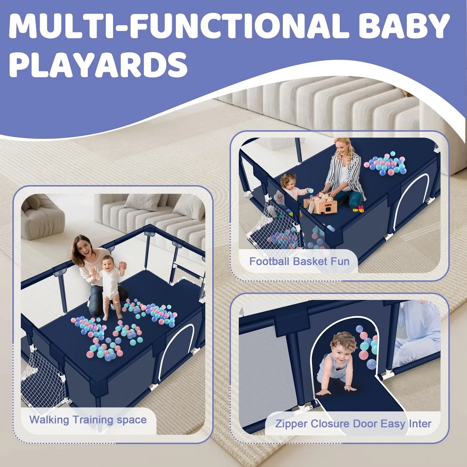 ANGDUO Baby Playpen Large Size 71 Inch Baby Fence Game Activity Play Yard For Children Multi-functional Playpen Indoor Outdoor