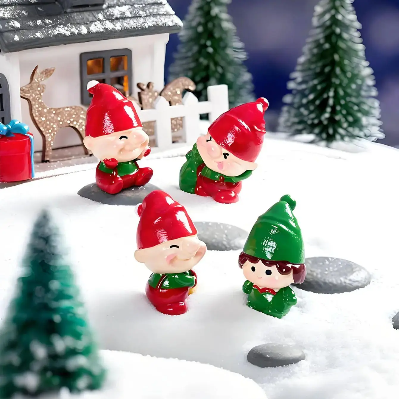 6 قطعة تماثيل صغيرة لجان عيد الميلاد لطيف الجان ليتل الناس ديكور DIY بها بنفسك حديقة الجنية شجرة عيد الميلاد تزيين في العطلة