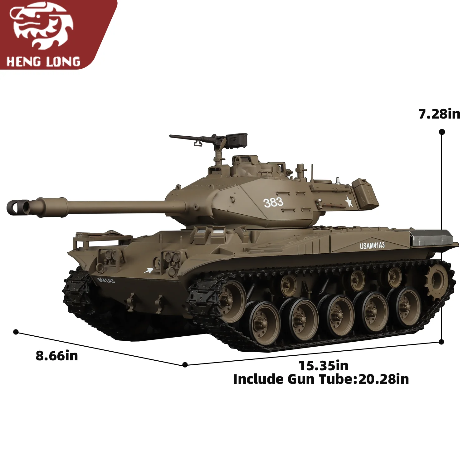Heng Long rc tanks 1/16 US M41A3 Walker Bulldog tankmodel (volledig plastic basisver. & 320 °   Roterende torentje & TK7.0) nr.3839