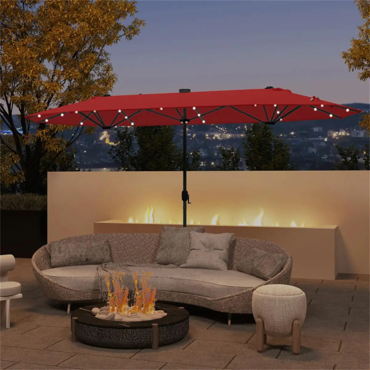 13ft Outdoor Umbrella with Lights - Perfect for Patios & Gardens, Waterproof & UV