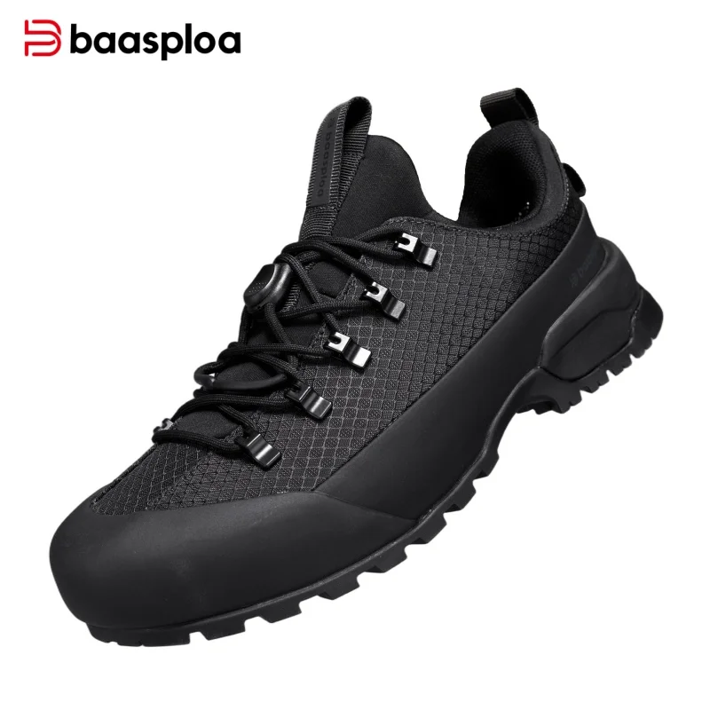 Baasploa Men Outdoor Sneakers Water Resistant Hiking Shoes Fashion Trekking Shoes Non Slip Wear Resistant Comfort Sport Sneakers