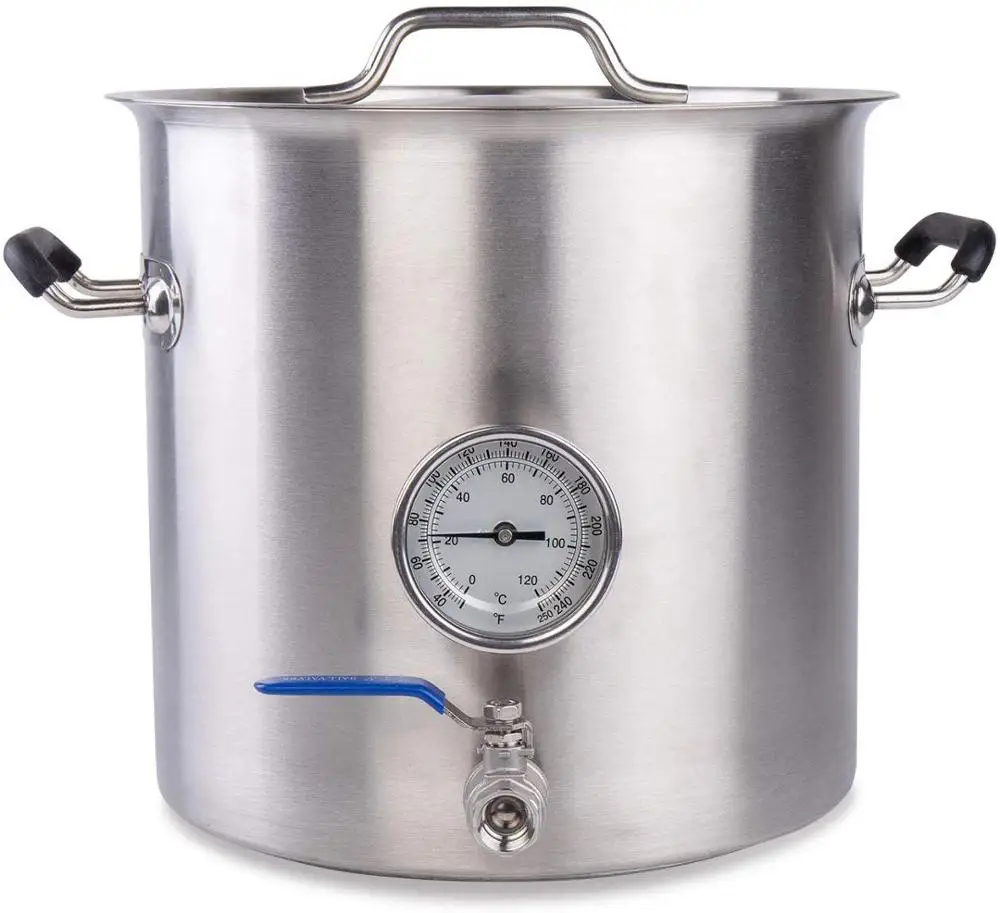 Stainless Steel include Lid Thermometer Ball Valve Spigot Pre Drilled Ply Bottom Home Brew Kettle Bucket Beer brewing pot