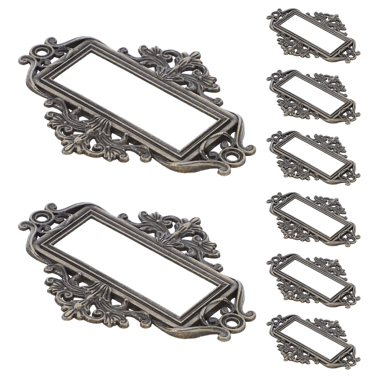 

24Pcs Vintage Metal Label Holders Drawer Tag Frames for Office Library Cabinet Organizer File Card Slot