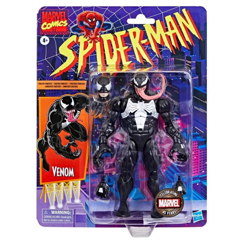 Marvel Legends Retro Venom Action Figure, Brinquedo Colecionável Genuíno, Presente de Aniversário, Decoração Desktop, 85 Anos, 6"