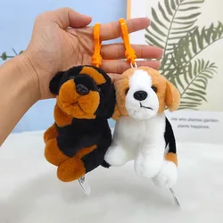 Dog Beagle Rottweiler Puppy Pendant Bag Decoration Family Pet Plush Toy Stuffed Doll Cartoon Animal Key Ring Chain Boy Girl Gift