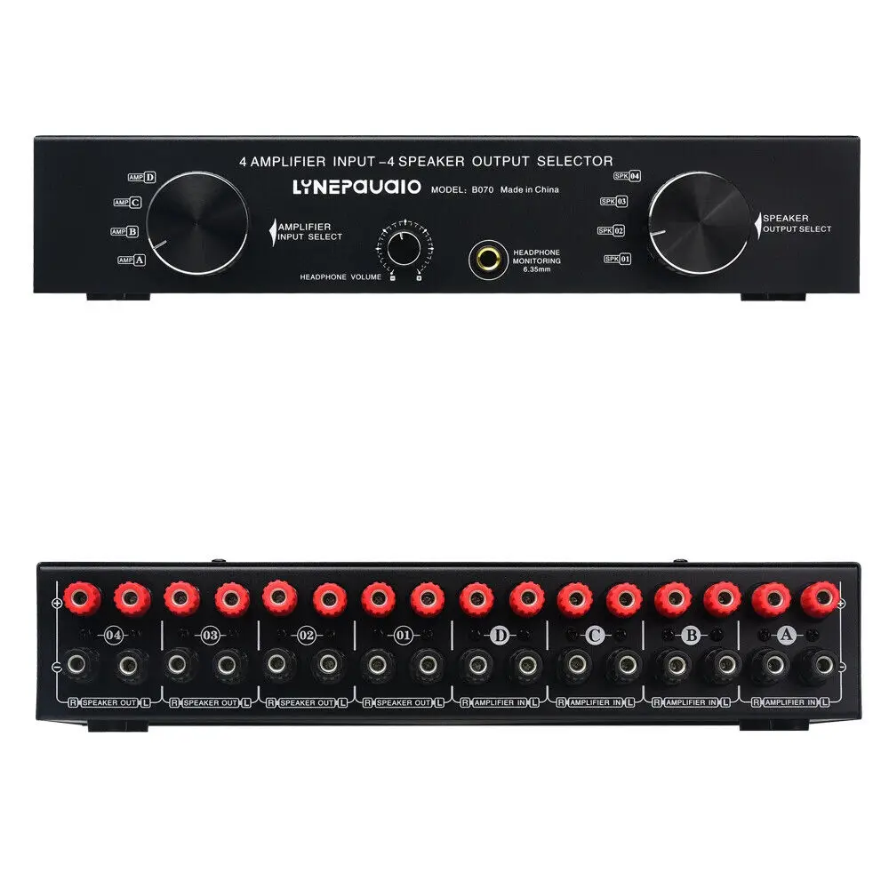 LINEPAUDIO 4 IN 4 OUT Power Amplifier Speaker Selector Switcher Speaker Switch