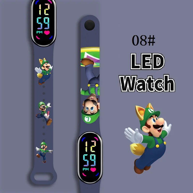 

Mario Bros Children's Watches Action Figures Luigi Princess Peach Yoshi Bowser kids Sport Wristband Waterproof Digital Watch