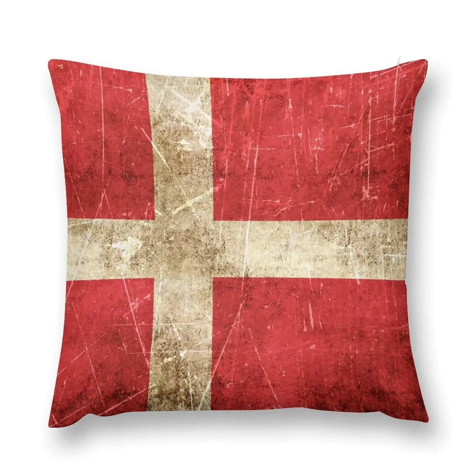 Vintage Aged and Scratched Danish Flag Throw Pillow Pillows Aesthetic luxury throw pillow covers pillow