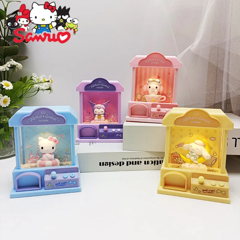 MINISO Melody Kuromi Hello Kitty Cinnamoroll Pochacco Doll Wind Lamp Children's DIY Desktop Decoration Ornaments Night Light