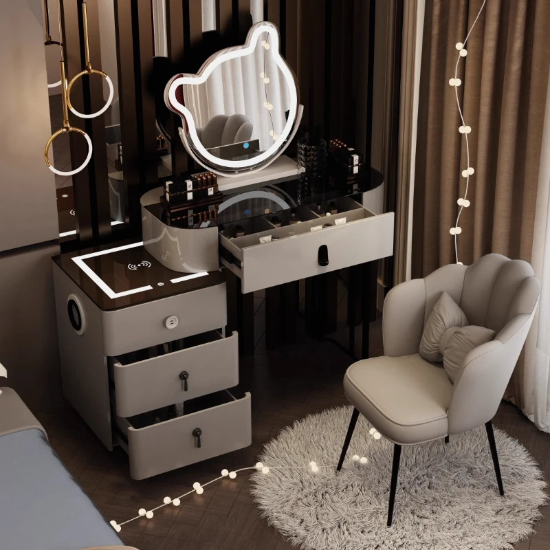 

Organizer Bedroom Vanity Table Mirror Storage Drawers Cabinet Mobile Luxury Dressing Table Cosmetics Vestidores Trendy Furniture