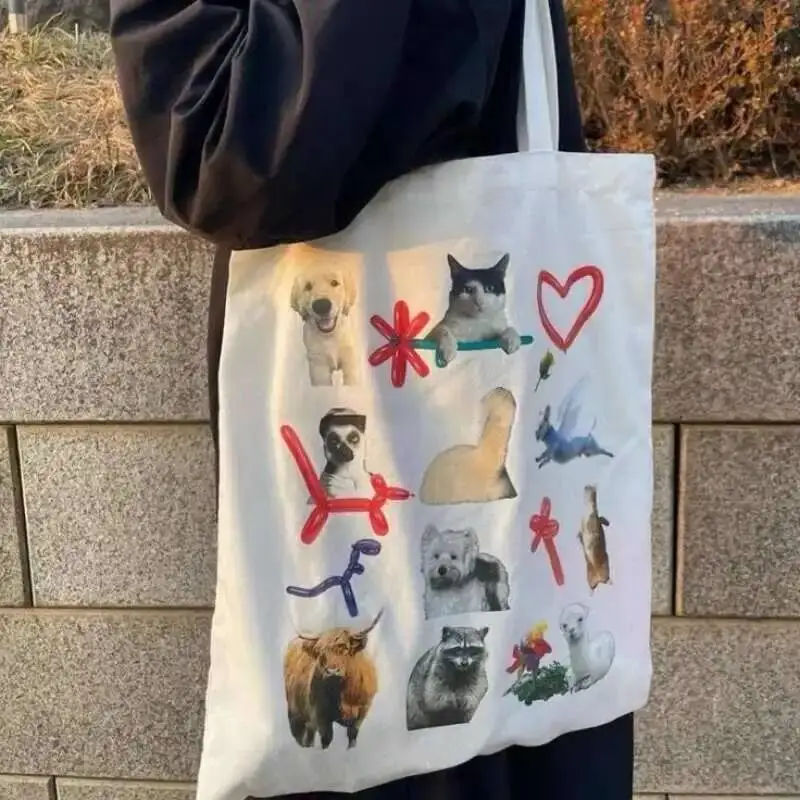 

Dogs Print Shopping Underarm Bags Women Handbags Casual Shoulder Bag Y2k Aesthetic All Match Anime